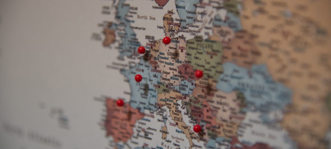 Detail Weltkarte mit Pins
